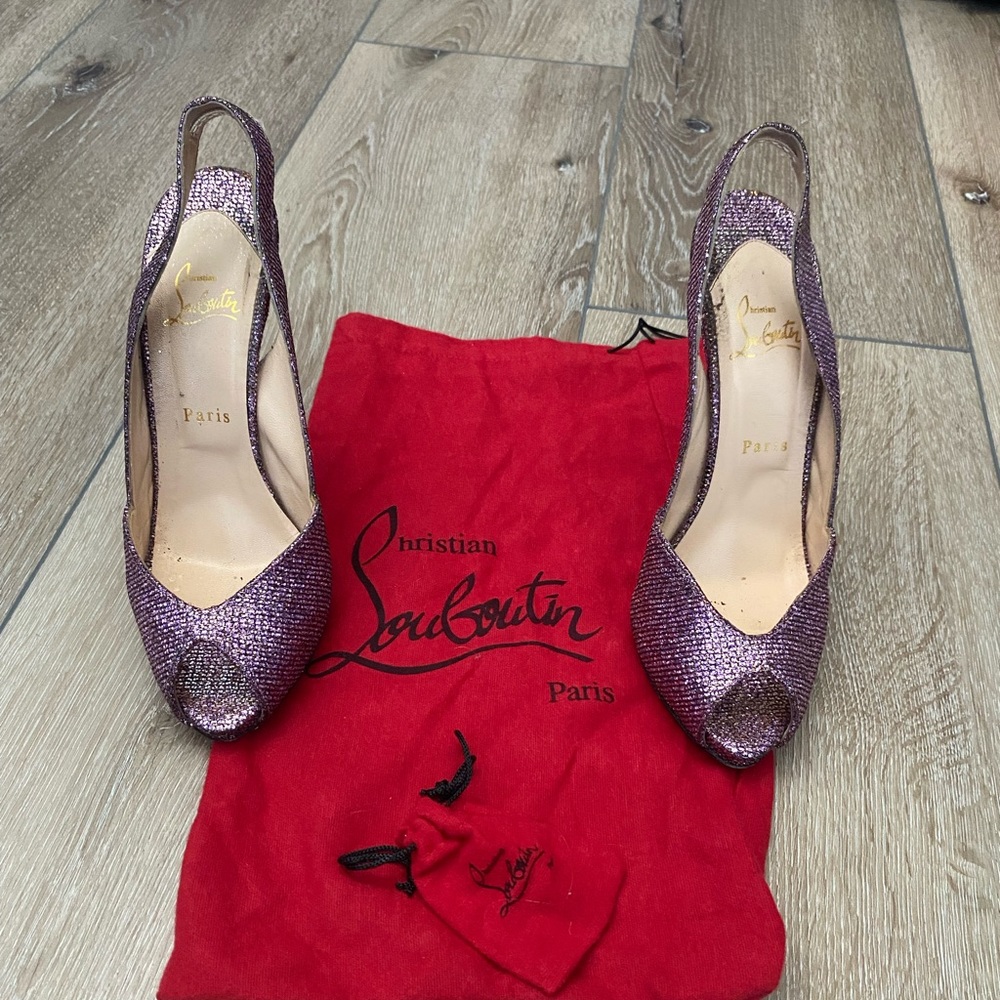 Christian Louboutin purple glitter heels